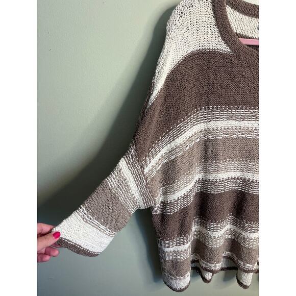 Aerie drop shoulder neutral stripe oversized sweater, NWT, size L/XL - Picture 11 of 13